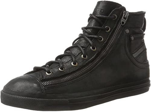Diesel Exposure-Zip Hi-Top Sneakers Black Leather